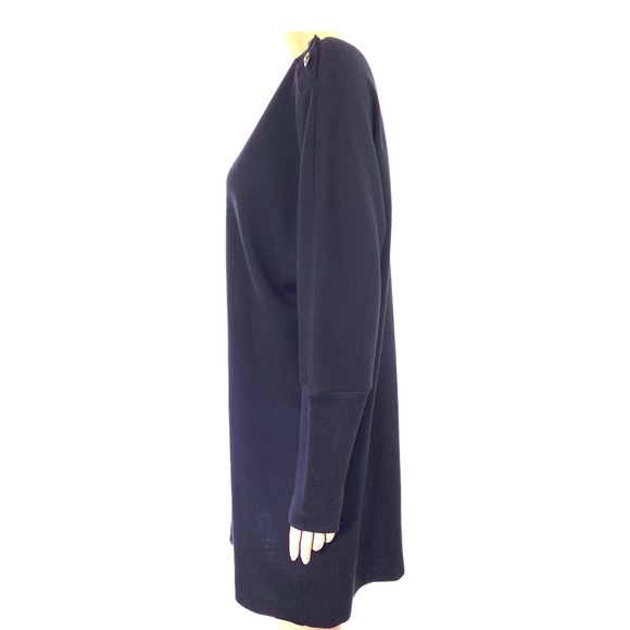 Liz Claiborne Black Shift Dress Sz PM Long Dolman Sleeves Crew Neck Acrylic/Wool - Picture 2 of 7